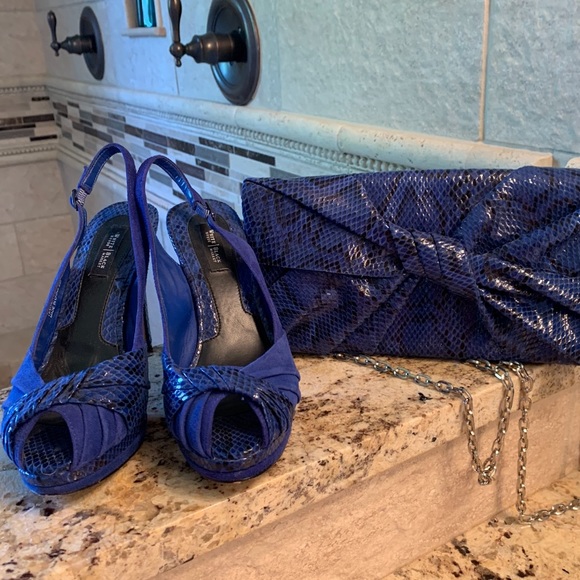 Peep toe sling back heels and matching purse - Picture 1 of 5